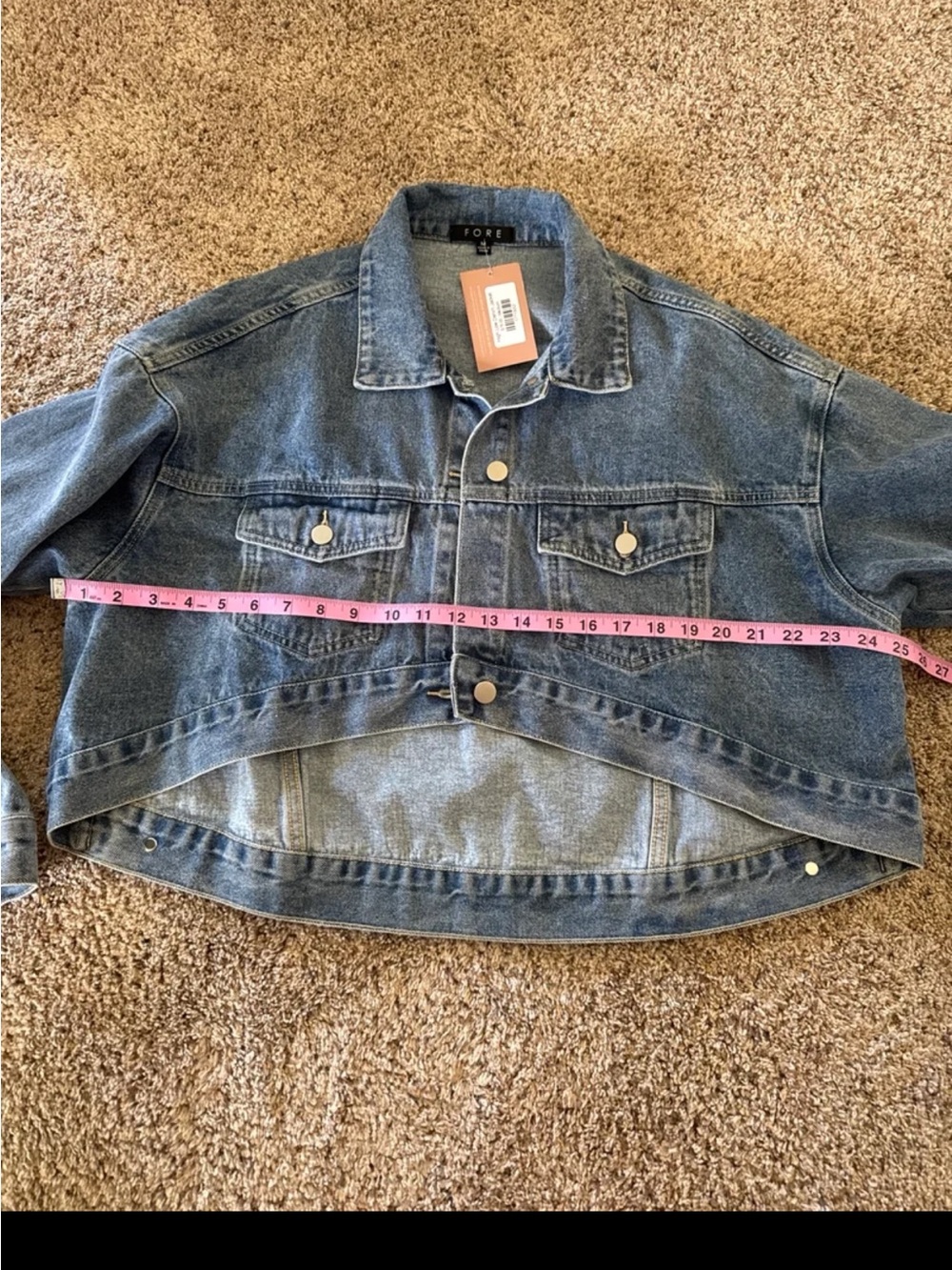 NWT Fore Lana High-Low Denim Jacket – Modern Minimalist Chic size Medium - Picture 12 of 12